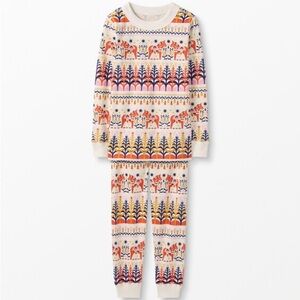 Hanna Andersson Long john PJs in Dala Horse print size 140 10